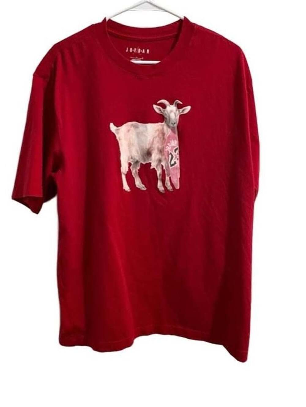 Jordan GOAT Graphic T-Shirt Size Large Red Short Sleeve